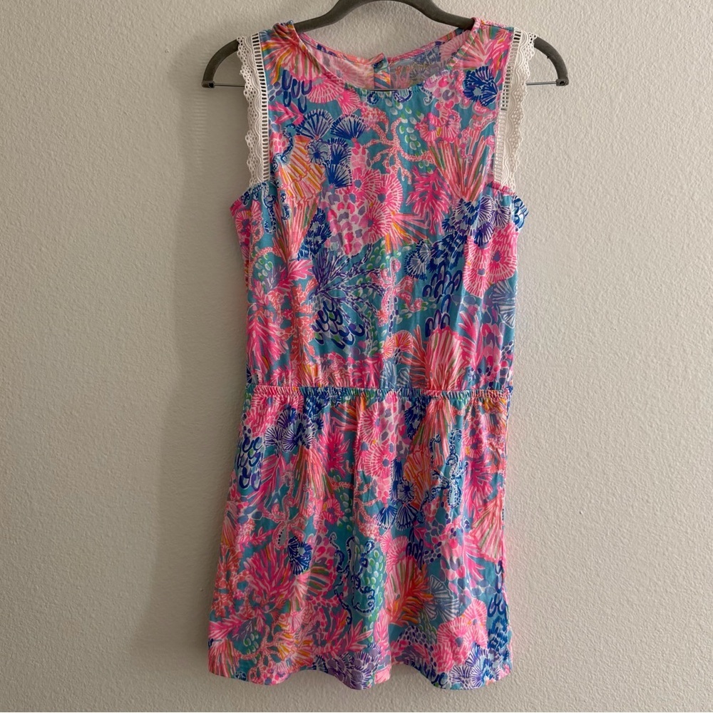 Lilly Pulitzer Youth Girls Agee Romper Skort Splendid in the Sand Size 14